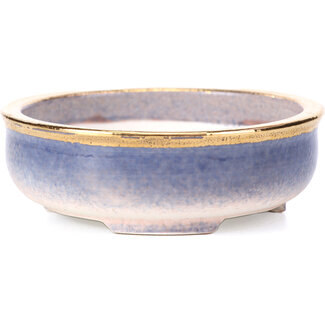 Shoseki 77 mm round purple blue bonsai pot by Shoseki, Japan