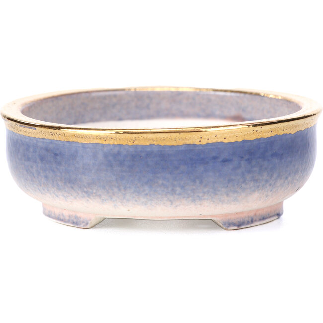 Round purple blue bonsai pot by Shoseki - 77 x 77 x 25 mm