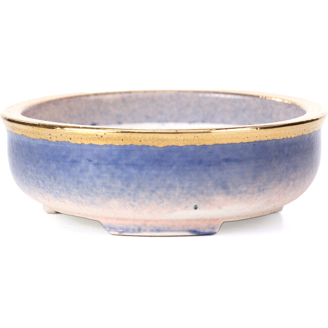 Runde violett-blaue Bonsaischale von Shoseki - 77 x 77 x 25 mm