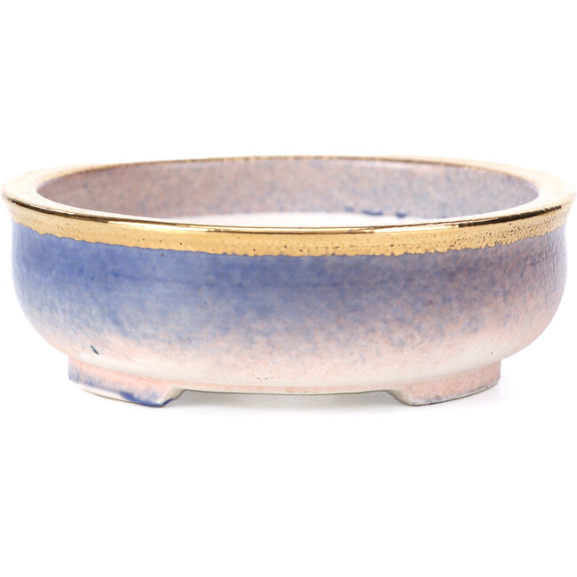 Round purple blue bonsai pot by Shoseki - 77 x 77 x 25 mm