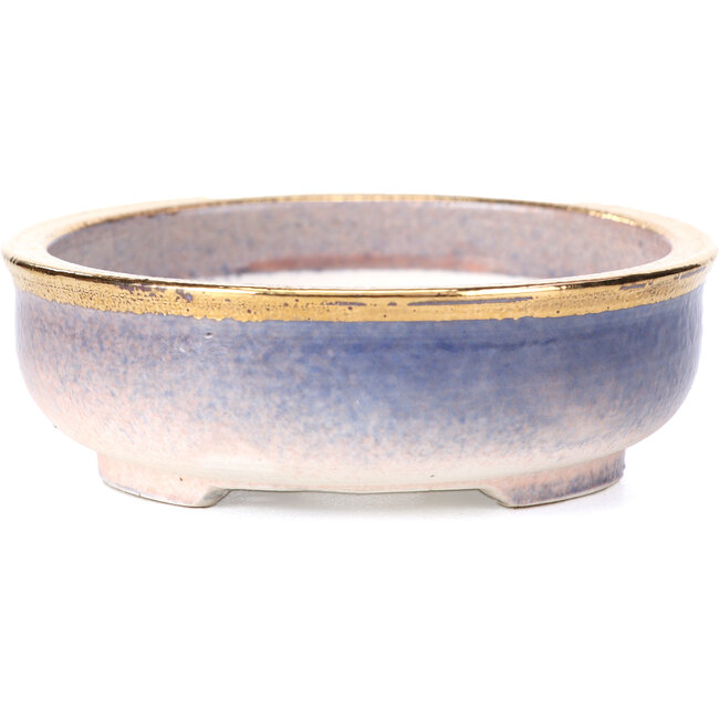 Round purple blue bonsai pot by Shoseki - 77 x 77 x 25 mm