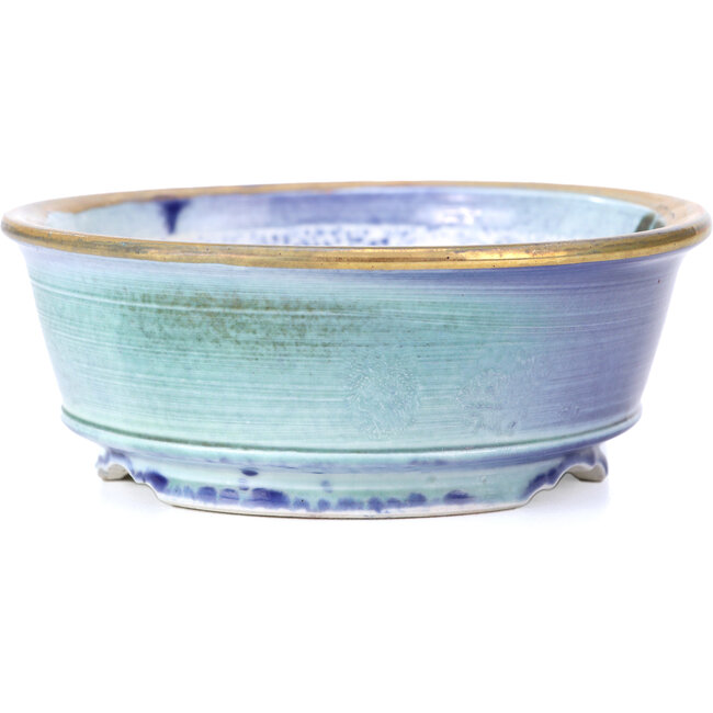 Pot à bonsaï rond violet bleu par Shoseki - 115 x 115 x 40 mm