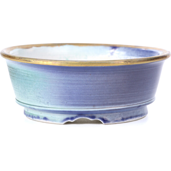 Vaso per bonsai rotondo viola blu di Shoseki - 115 x 115 x 40 mm