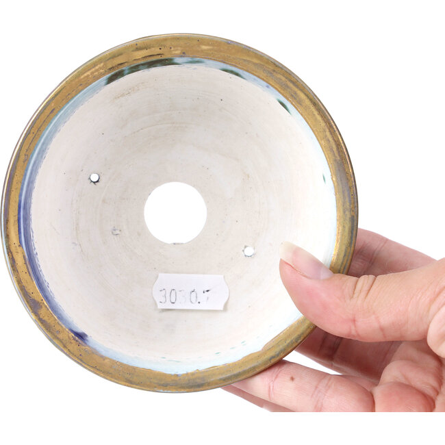 Pot à bonsaï rond violet bleu par Shoseki - 115 x 115 x 40 mm