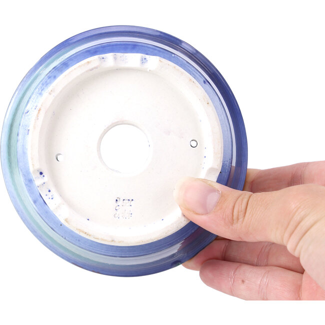 Vaso per bonsai rotondo viola blu di Shoseki - 115 x 115 x 40 mm