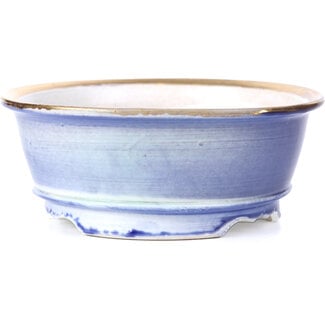 Shoseki 110 mm round purple blue bonsai pot by Shoseki, Japan