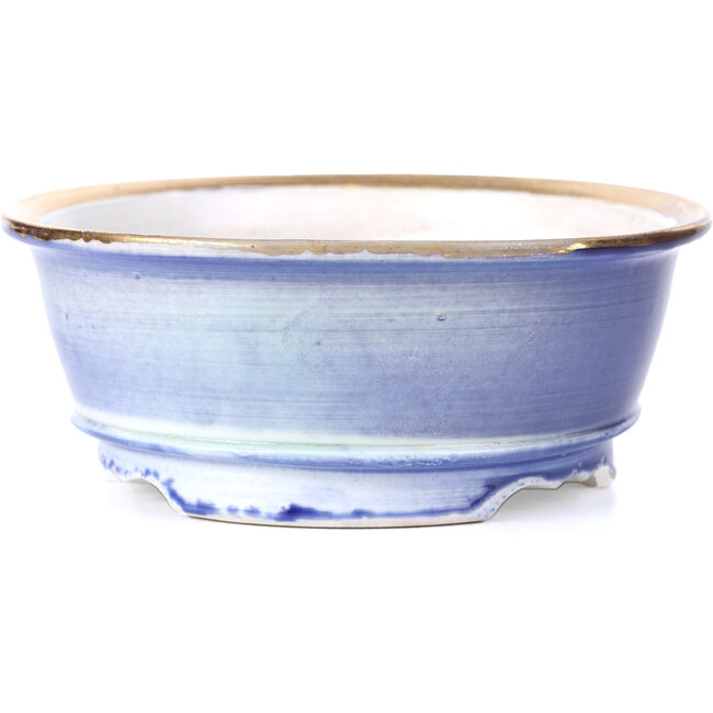 Round purple blue bonsai pot by Shoseki - 110 x 110 x 45 mm