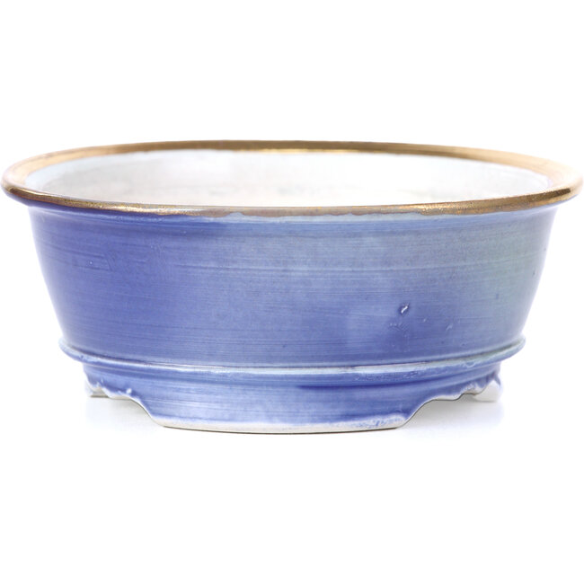 Runde violett-blaue Bonsaischale von Shoseki - 110 x 110 x 45 mm