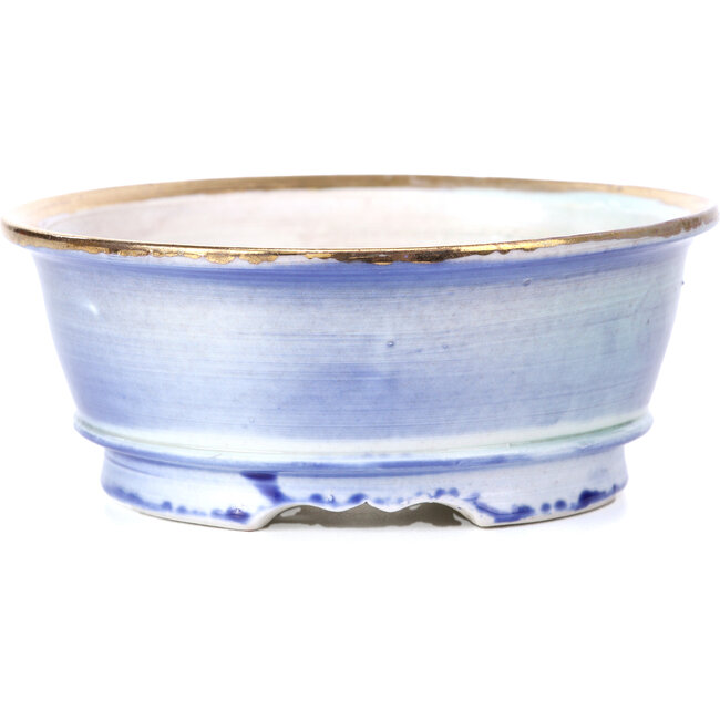 Runde violett-blaue Bonsaischale von Shoseki - 110 x 110 x 45 mm