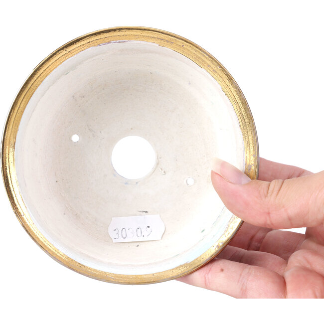 Vaso per bonsai rotondo viola blu di Shoseki - 110 x 110 x 45 mm