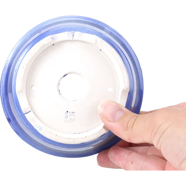 Pot à bonsaï rond violet bleu par Shoseki - 110 x 110 x 45 mm