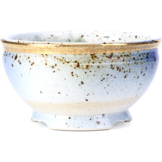 Shoseki 115 mm round purple blue bonsai pot by Shoseki, Japan