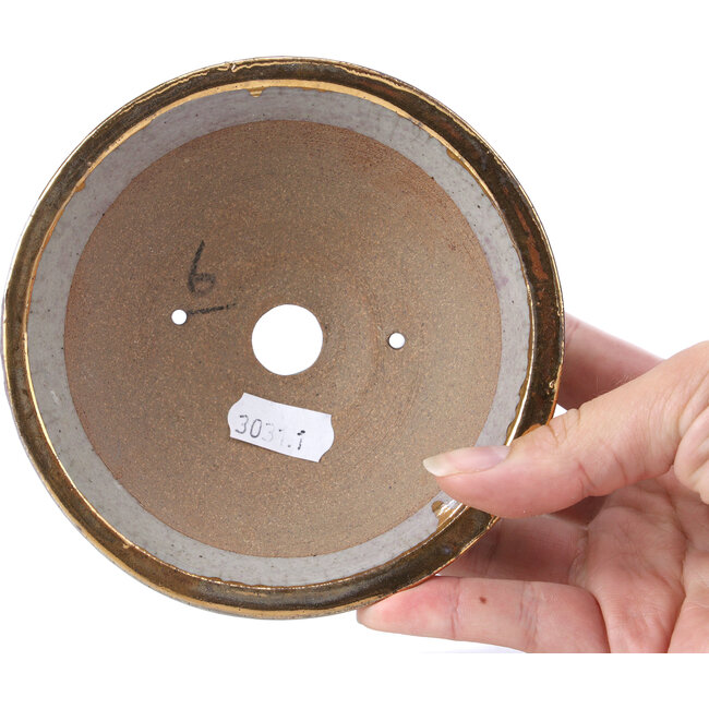 Runde graue Bonsaischale von Shoseki - 125 x 125 x 45 mm