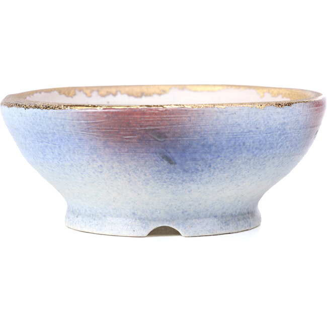 Round purple blue bonsai pot by Shoseki - 130 x 130 x 55 mm