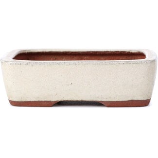  Eimei ( Yozan kiln) 125 mm rectangular beige bonsai pot by Yozan, Tokoname, Japan