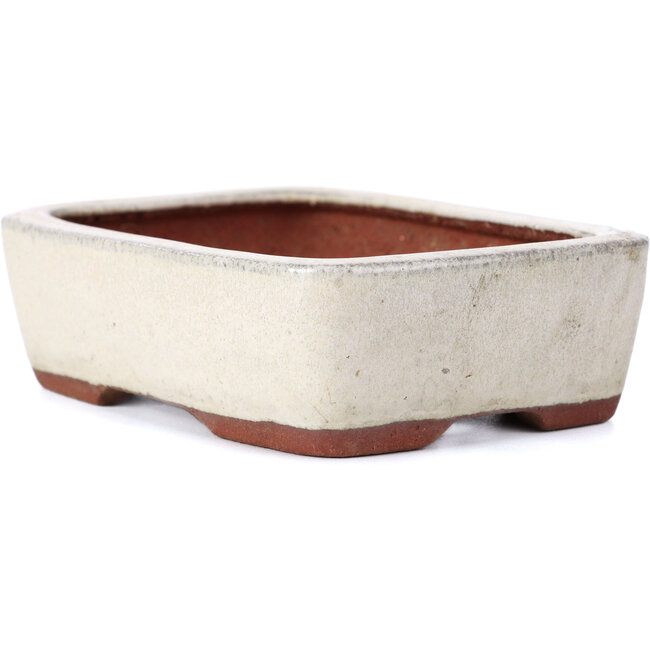 Rechteckige beige Bonsaischale von Yozan - 125 x 95 x 40 mm