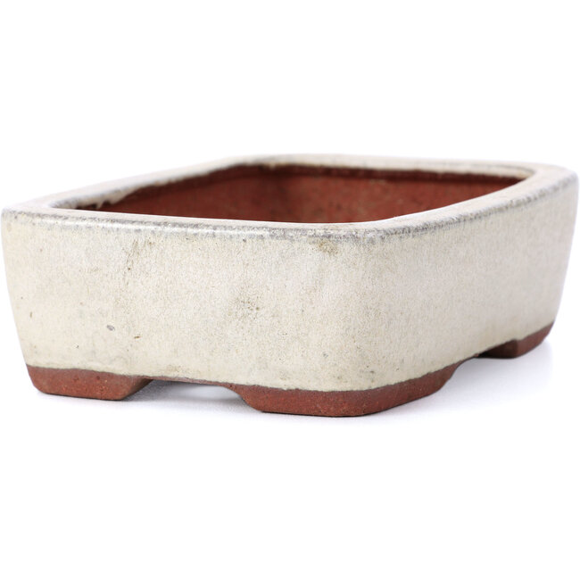 Rectangular beige bonsai pot by Yozan - 125 x 95 x 40 mm
