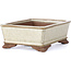 Rectangular beige bonsai pot by Tosui - 100 x 80 x 35 mm