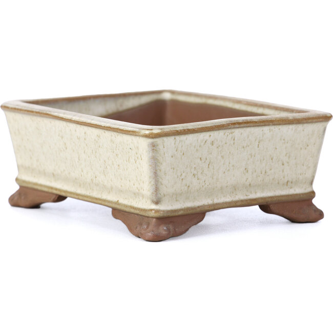 Rechthoekige beige bonsaipot van Tosui - 100 x 80 x 35 mm