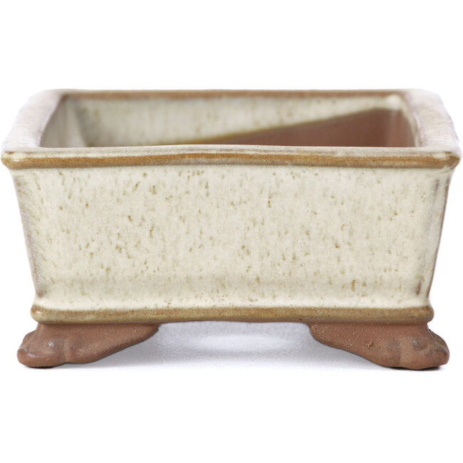 Rectangular beige bonsai pot by Tosui - 100 x 80 x 35 mm