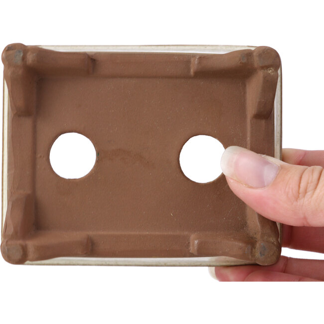 Rectangular beige bonsai pot by Tosui - 100 x 80 x 35 mm