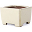 Rechteckige beige Bonsaischale von Shibakatsu - 95 x 95 x 65 mm