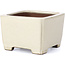 Rechteckige beige Bonsaischale von Shibakatsu - 95 x 95 x 65 mm