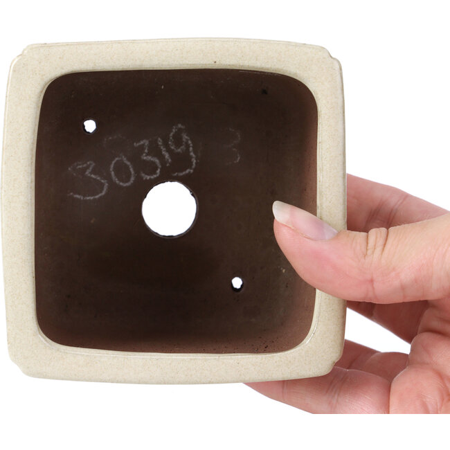 Rechthoekige beige bonsaipot van Shibakatsu - 95 x 95 x 65 mm