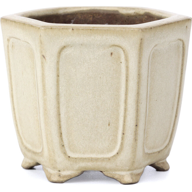 Vaso per bonsai esagonale beige di Shibakatsu - 90 x 80 x 70 mm