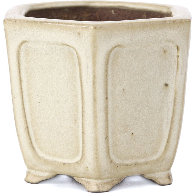 Maceta de bonsái hexagonal beige de Shibakatsu - 90 x 80 x 70 mm