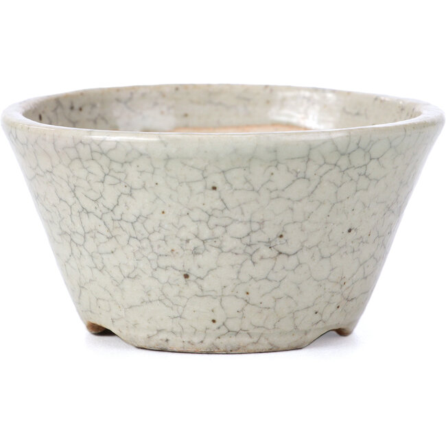 Pot à bonsaï rond beige par Koyou - 80 x 80 x 42 mm