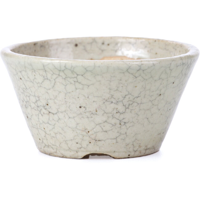 Ronde beige bonsaipot van Koyou - 80 x 80 x 42 mm