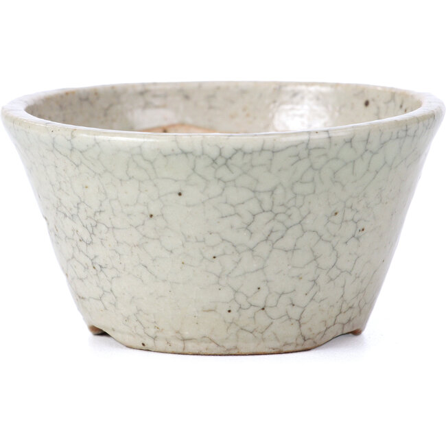 Pot à bonsaï rond beige par Koyou - 80 x 80 x 42 mm