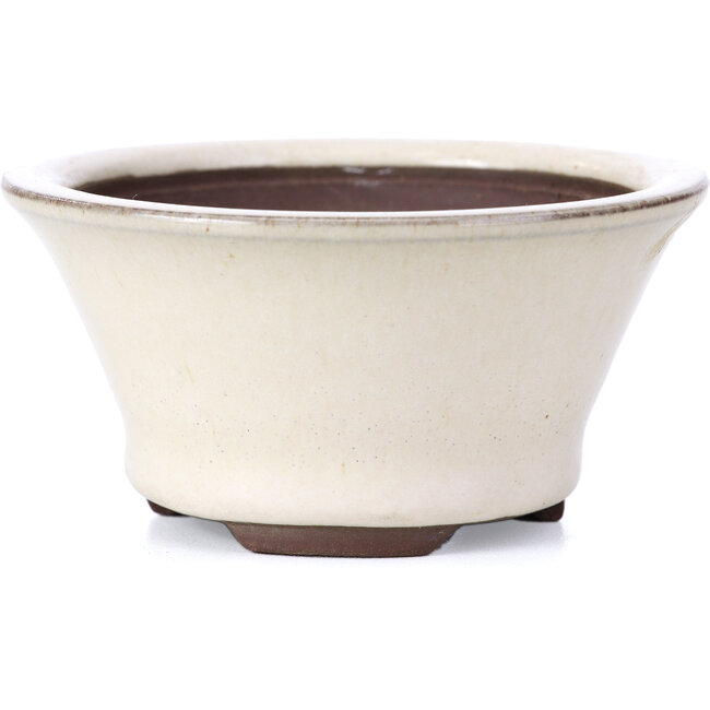 Round beige bonsai pot by Yamaaki - 95 x 95 x 50 mm