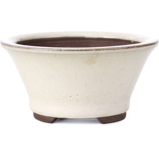  Yamaaki 95 mm round beige bonsai pot by Yamaaki, Tokoname, Japan