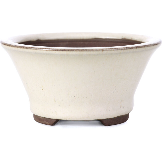 Maceta de bonsái redonda beige de Yamaaki - 95 x 95 x 50 mm