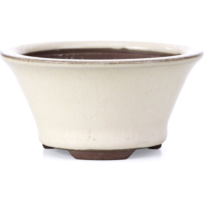 Round beige bonsai pot by Yamaaki - 95 x 95 x 50 mm