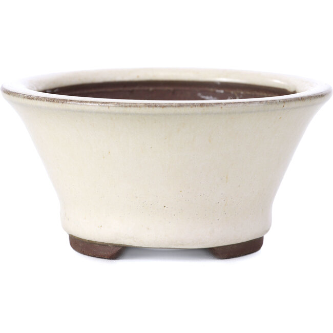 Runde beige Bonsaischale von Yamaaki - 95 x 95 x 50 mm