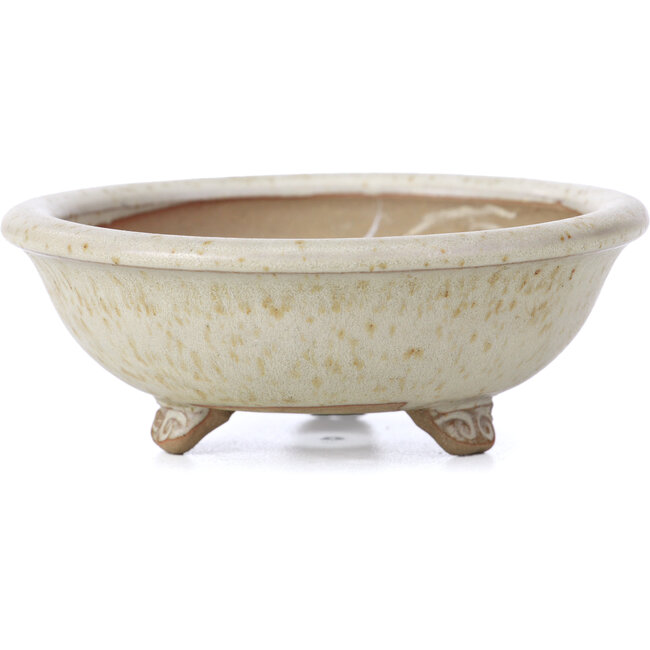 Round beige bonsai pot by Bigei - 100 x 100 x 40 mm