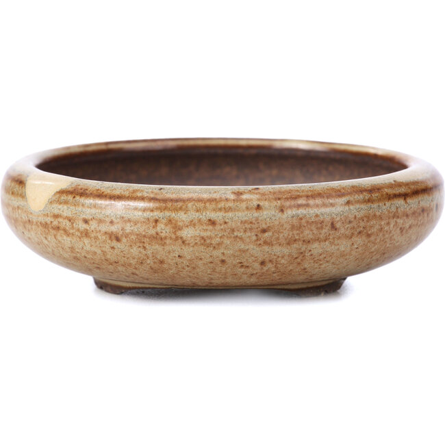 Round beige bonsai pot - 95 x 95 x 30 mm