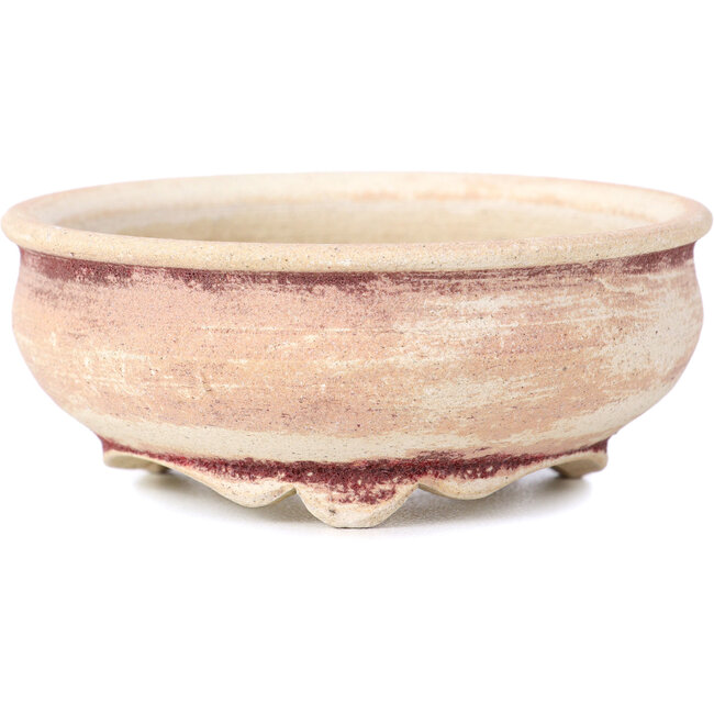 Round beige bonsai pot by Bikou - 75 x 75 x 30 mm