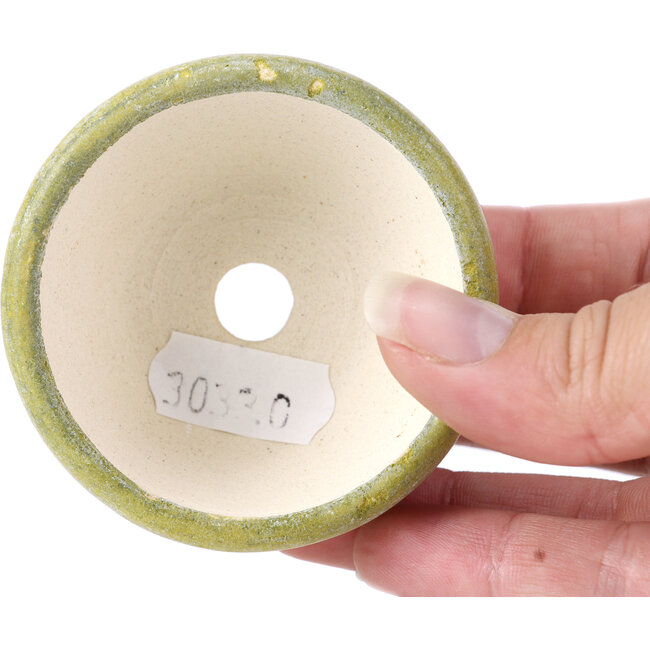 Round yellow bonsai pot by Bikou - 65 x 65 x 30 mm