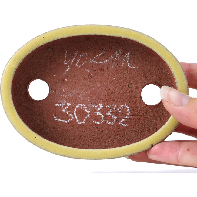 Pot à bonsaï jaune ovale par Yozan - 120 x 85 x 25 mm
