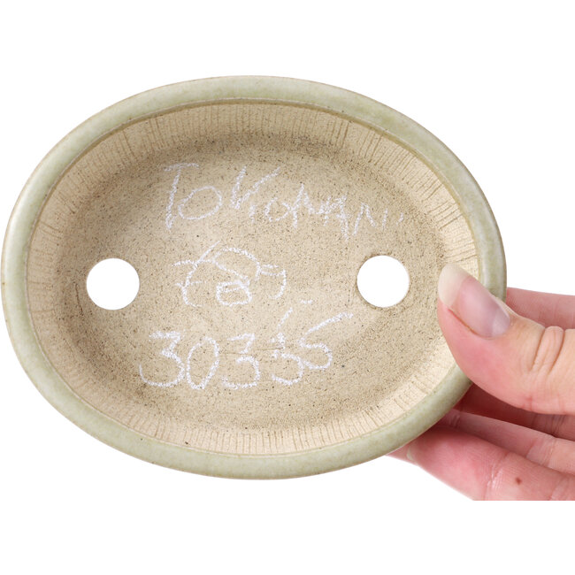 Ovale grüne Bonsaischale - 120 x 95 x 30 mm