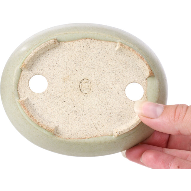 Oval green bonsai pot - 120 x 95 x 30 mm