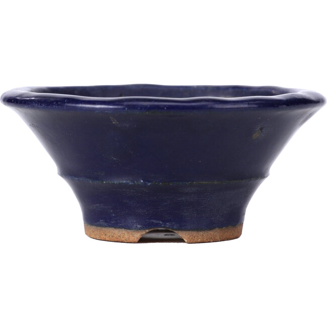 Round blue bonsai pot by Hattori - 100 x 100 x 45 mm