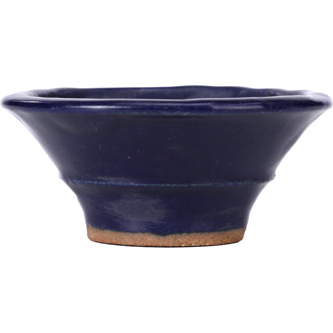 Round blue bonsai pot by Hattori - 100 x 100 x 45 mm