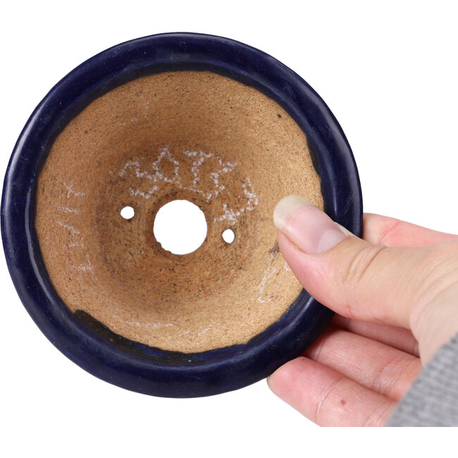 Vaso per bonsai rotondo blu di Hattori - 100 x 100 x 45 mm