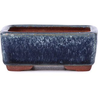 Eimei ( Yozan kiln) 95 mm rectangular blue bonsai pot by Yozan, Tokoname, Japan