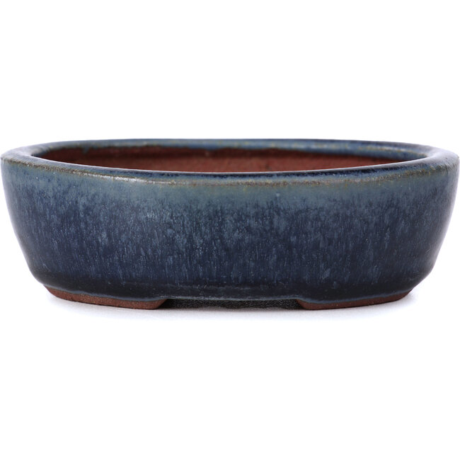 Oval blue bonsai pot by Yozan - 96 x 85 x 30 mm